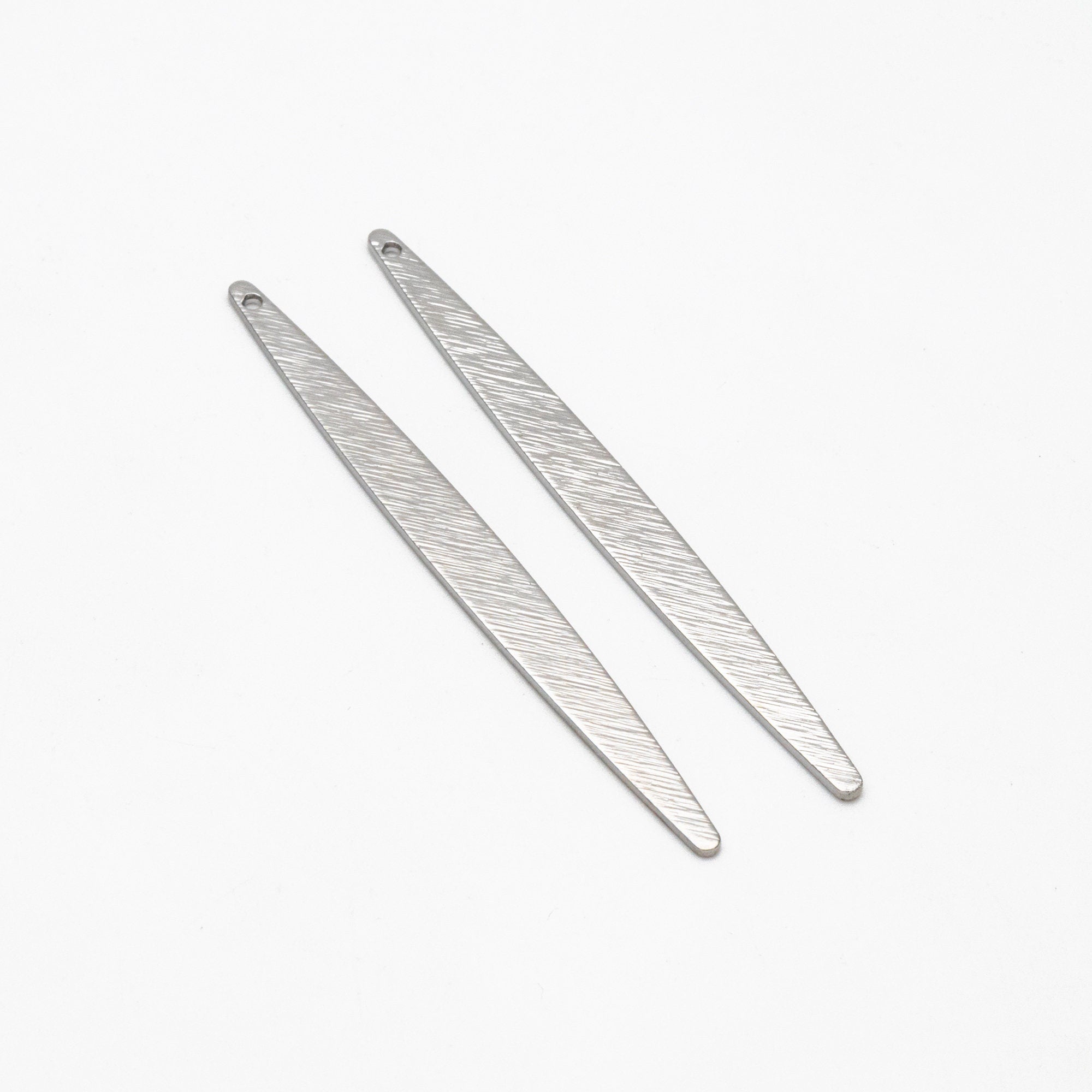 10pcs Gold/ Silver Brushed Long Oval Charms 62x5.5mm, 18K Gold/ Rhodium Plated Brass Earring Supply (GB-3817-I)